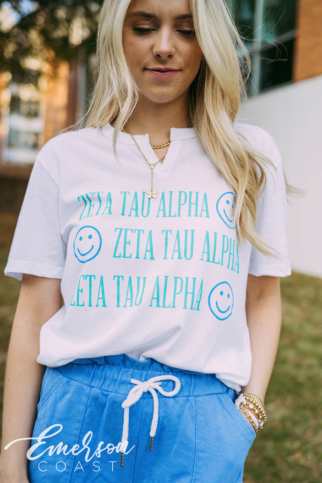 Zeta Tau Alpha PR Smiley Face Notch Tee