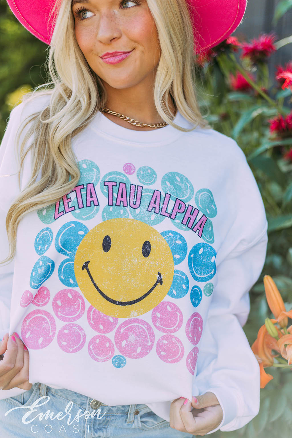 Zeta Tau Alpha Smiley Faces Sweatshirt