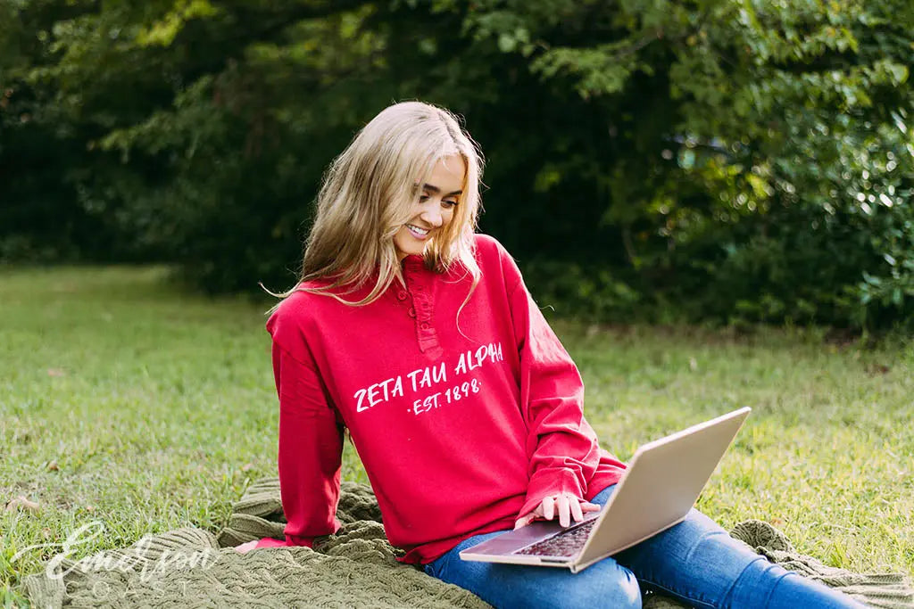 Zeta Tau Alpha Red Long Sleeve Henley