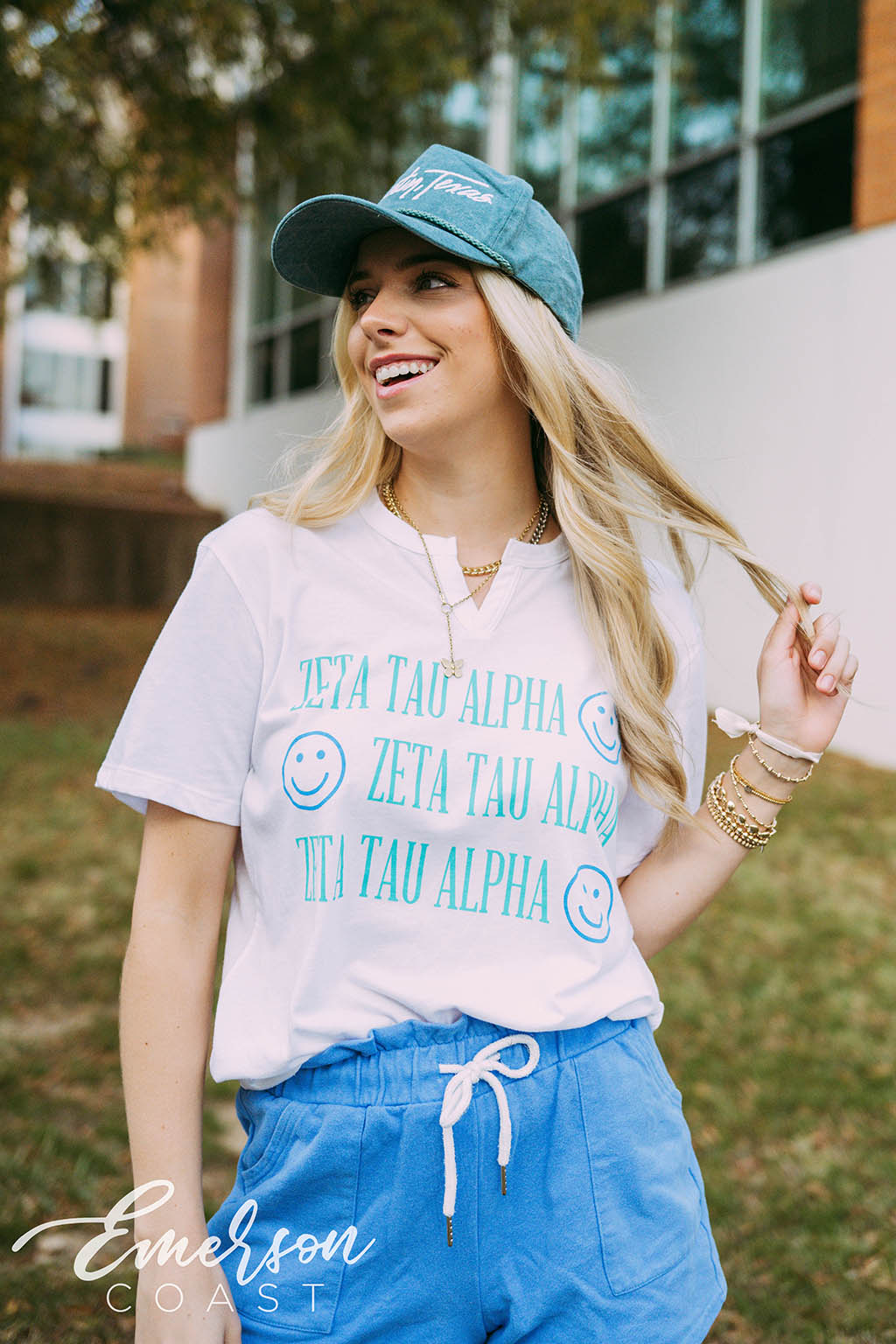 Zeta Tau Alpha PR Smiley Face Notch Tee