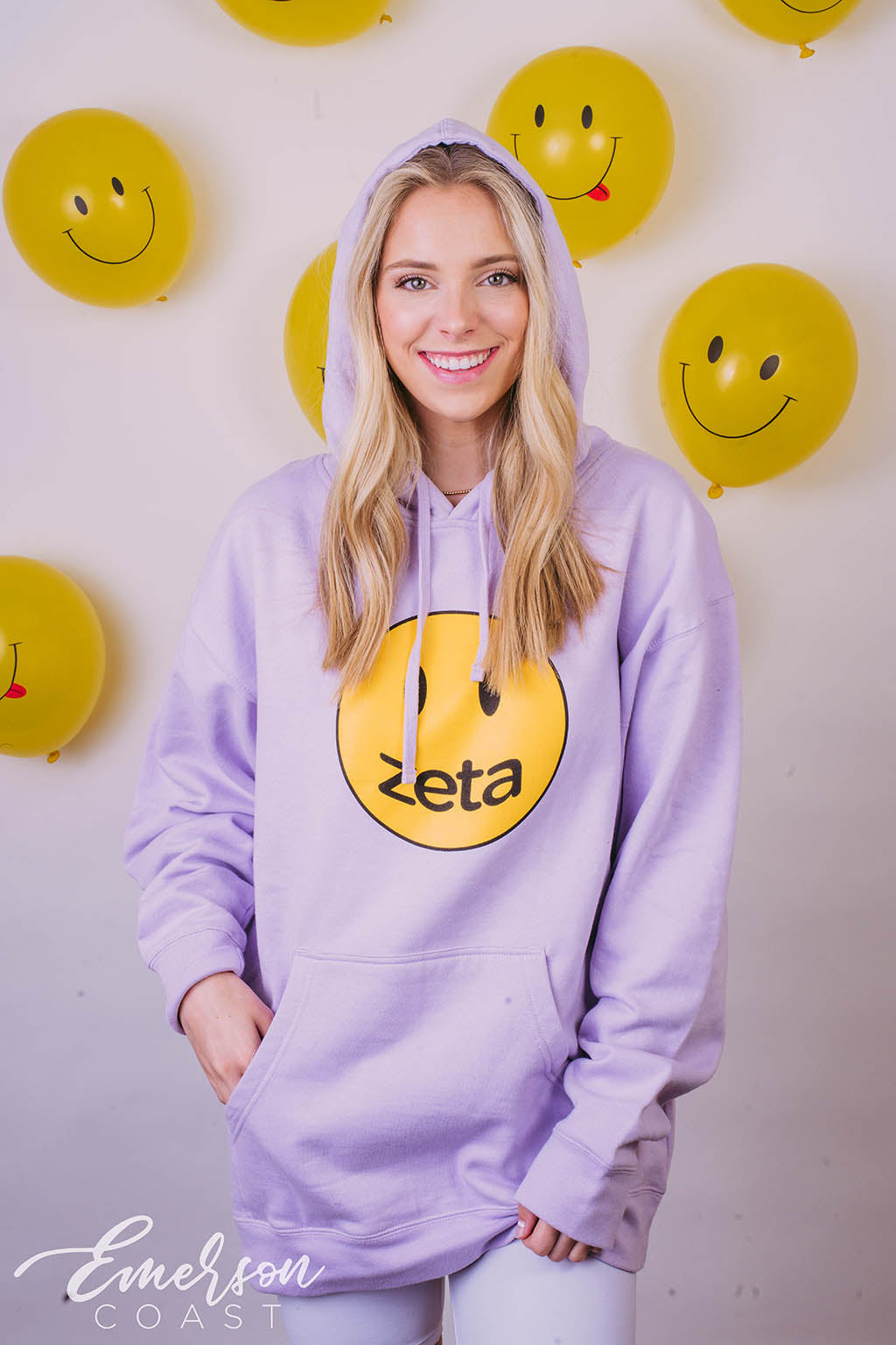 Zeta Lavender Smiley Face Hoodie