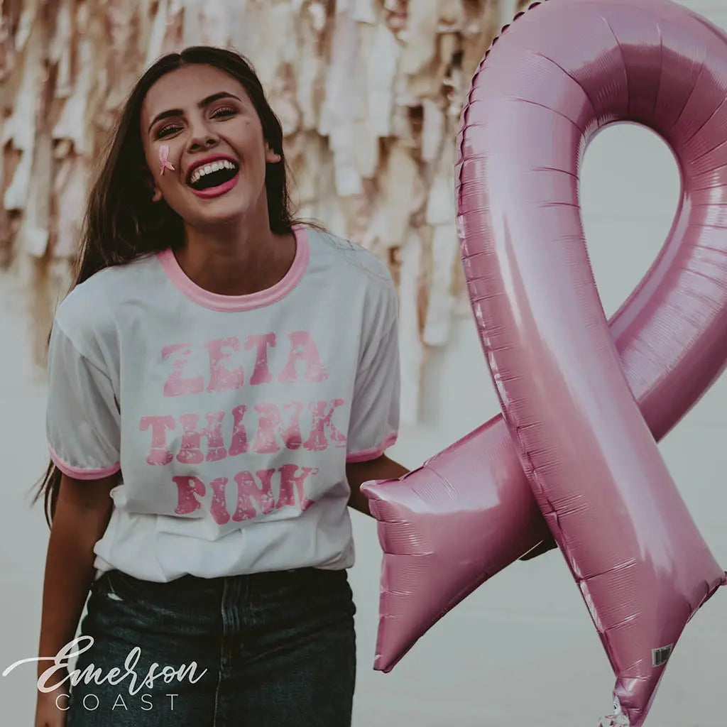 Zeta Tau Alpha Pink Philanthropy Ringer Tshirt