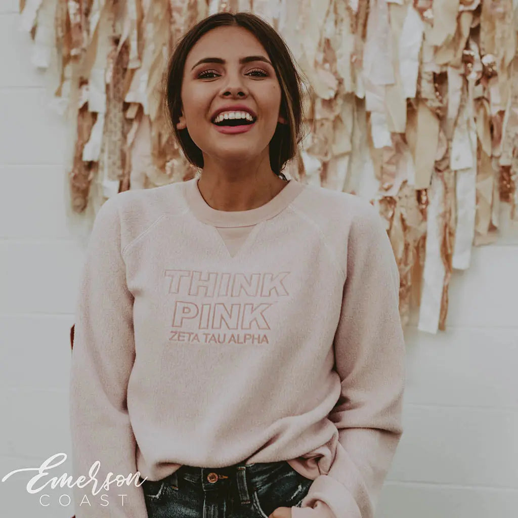 ZTA Think Pink Embroidered Sweatshirt