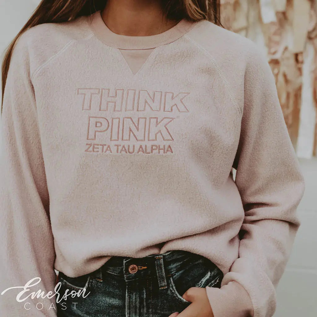 ZTA Think Pink Embroidered Sweatshirt