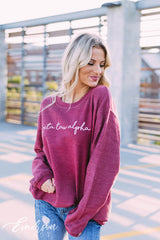 Zeta Tau Alpha Simple Script Corduroy Sweatshirt