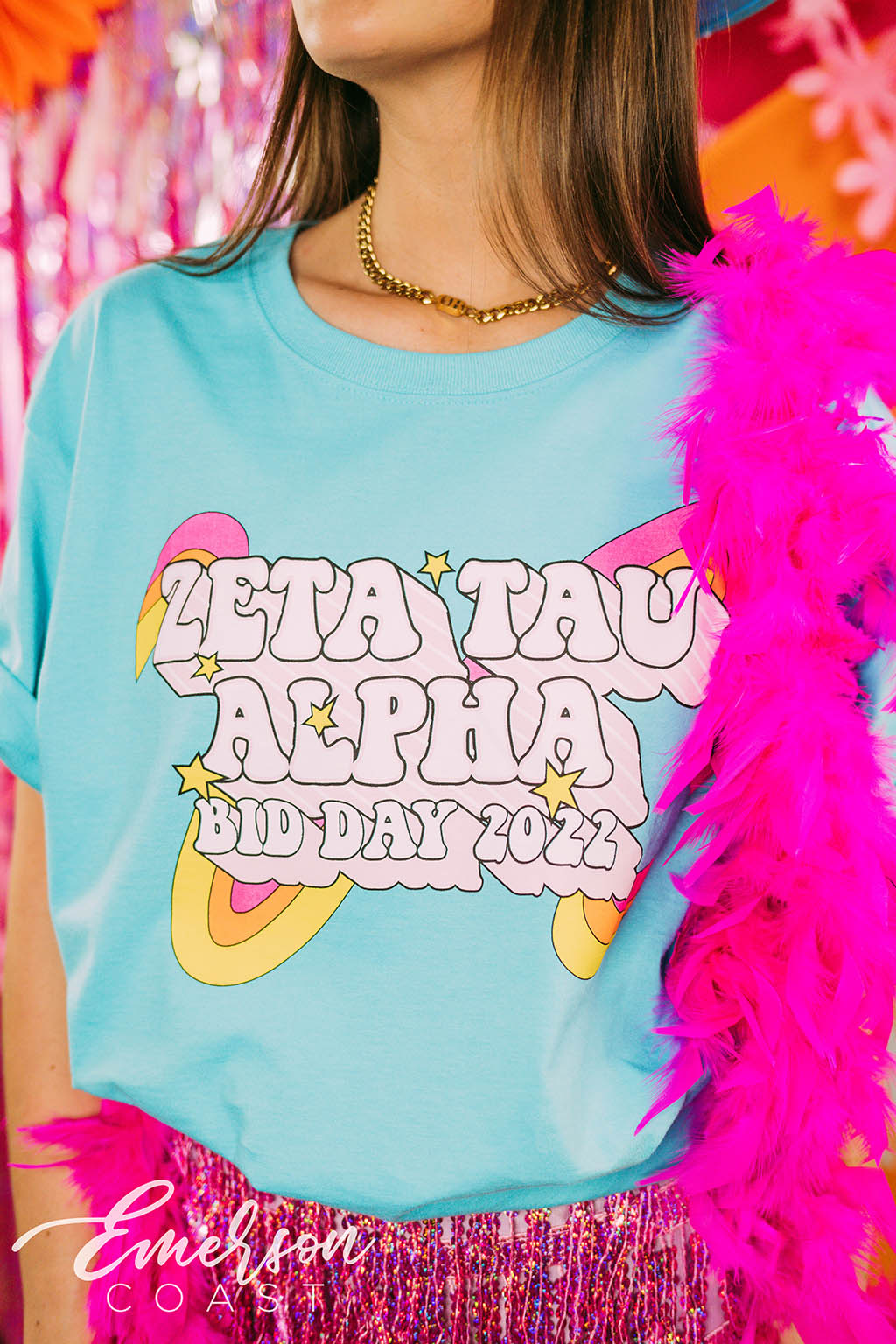 Zeta Tau Alpha Bid Day Groovy Colorful Tee