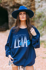 Zeta Tau Alpha Navy Oversized Sweatshirt