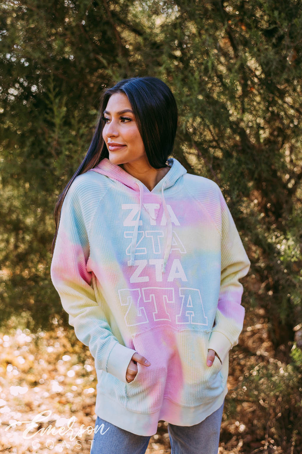ZTA Pastel Tie Dye Corduroy Hoodie