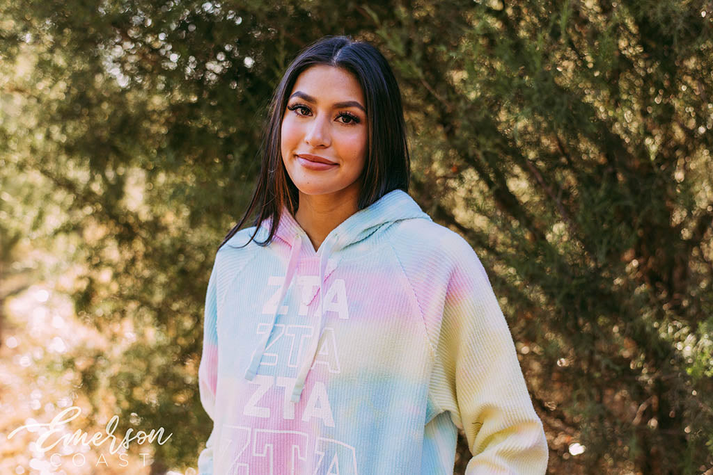 ZTA Pastel Tie Dye Corduroy Hoodie