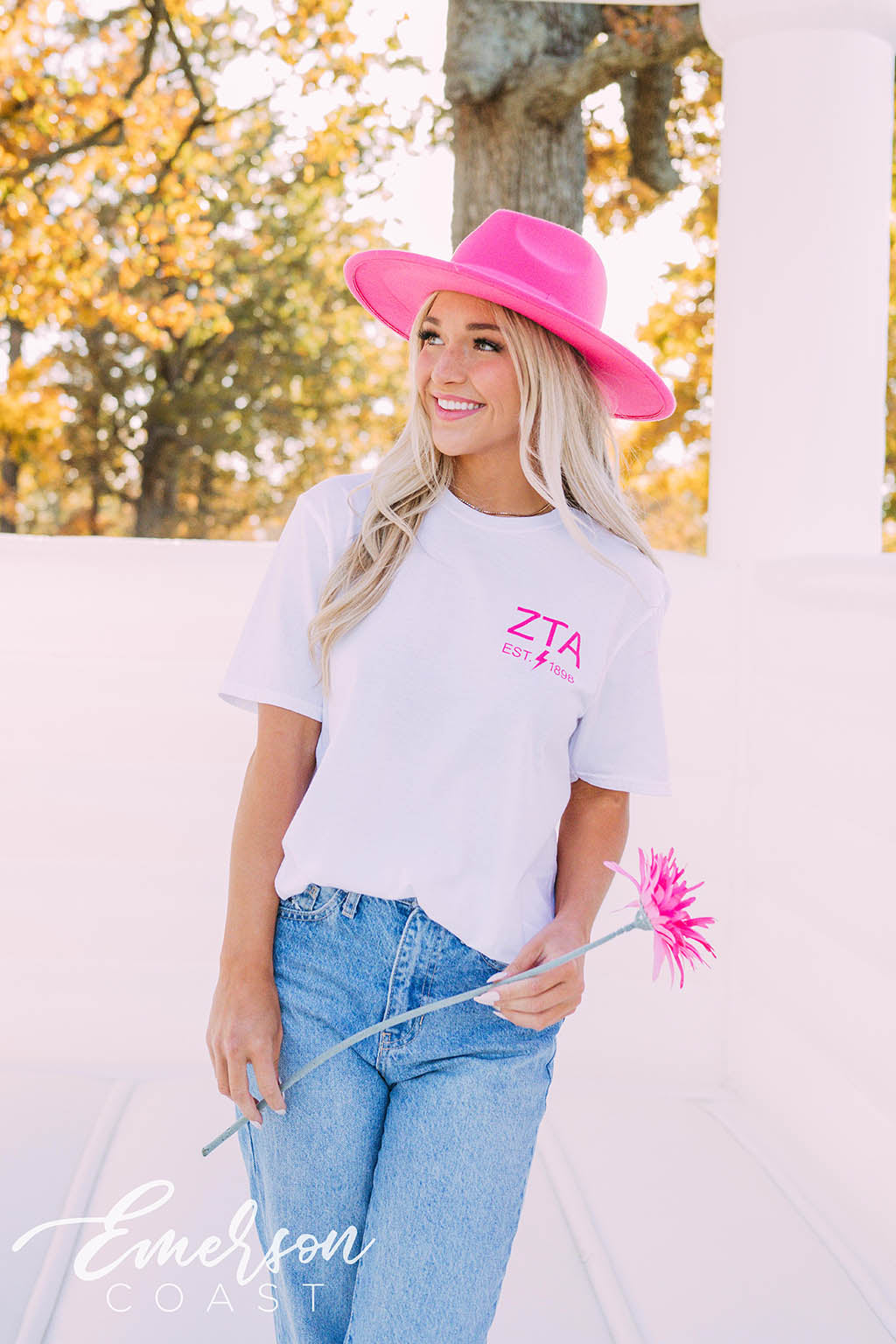 Zeta Tau Alpha Philanthropy Think Pink Lightning Bolt Tee