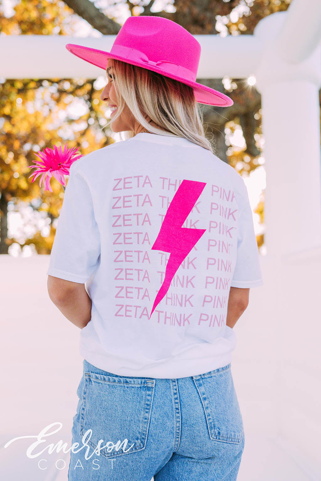Zeta Tau Alpha Philanthropy Think Pink Lightning Bolt Tee