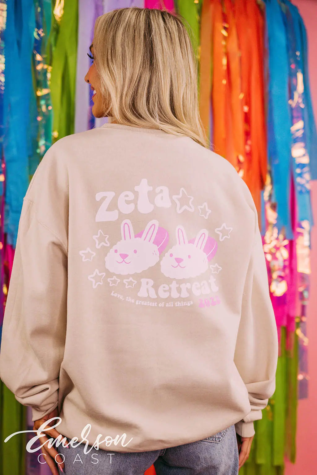 Zeta Tau Alpha Sisterhood Retreat Bunny Slippers Crewneck